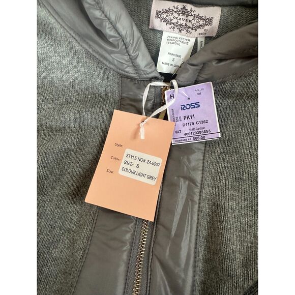 Oliver by Escio Women’s Small Hooded Knit Cardigan Coat Gray Wool Blend Jacket - Picture 2 of 7